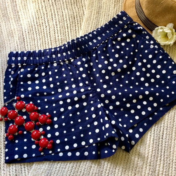 J. Crew Pants - J.Crew Factory Blue Polka Dot Shorts size 6